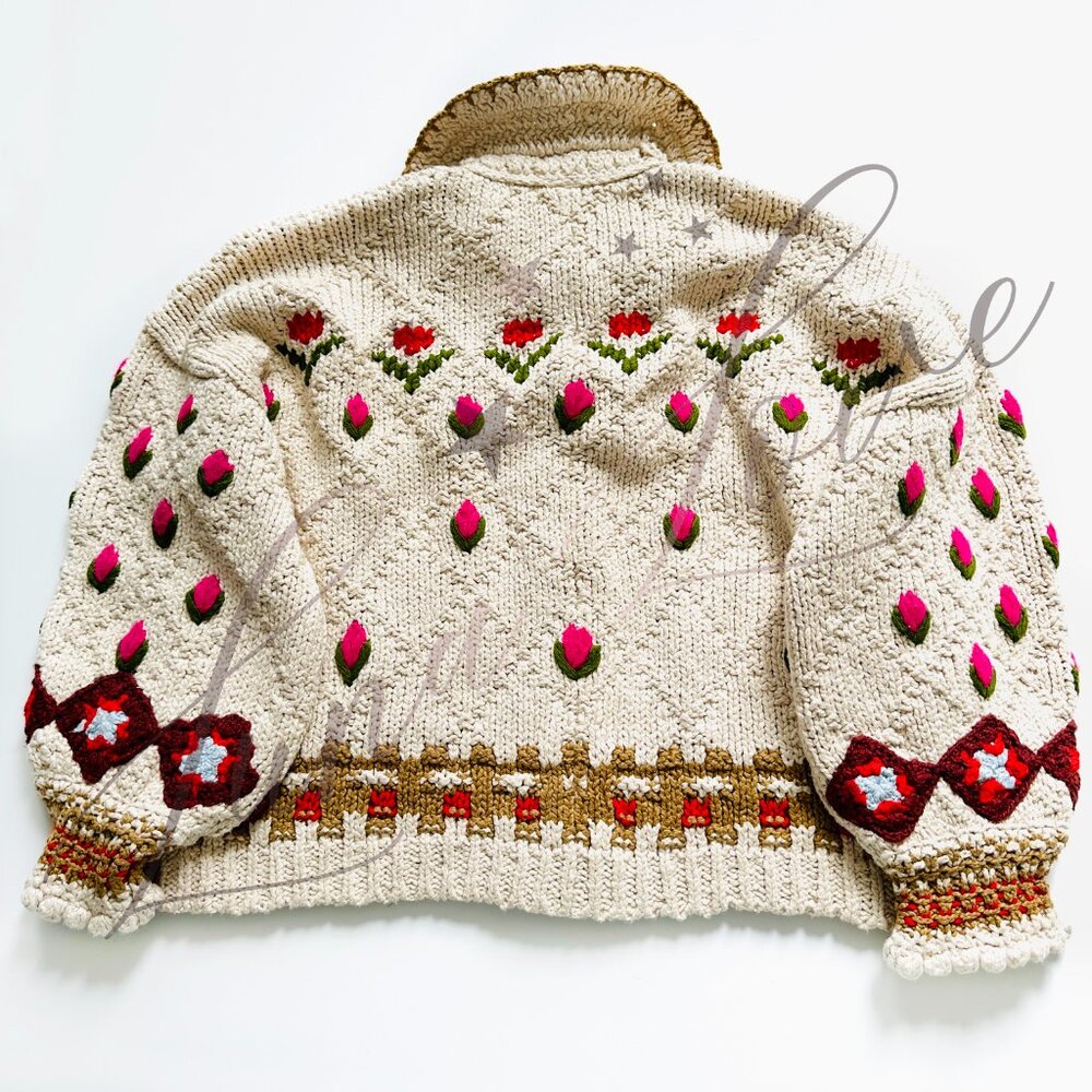 FREE PEOPLE Rosebud Cardigan Knit Embroidered Sweater (size S) NWOT - Picture 10 of 14